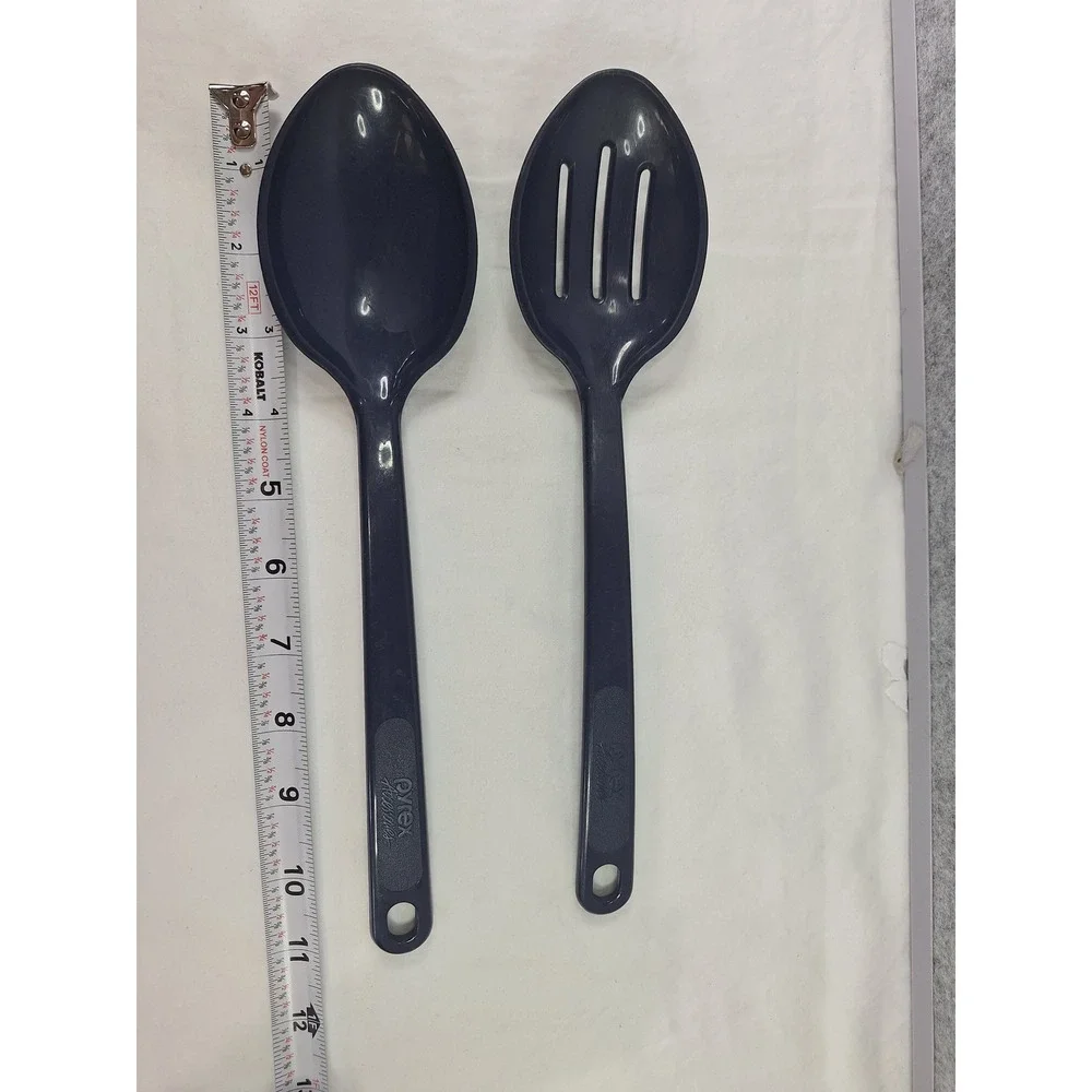 Pyrex Accessories Navy Blue Nylon Basting and Slotted Spoon Set Made in USA 2pc